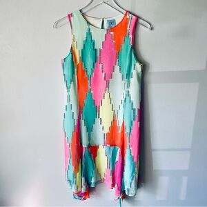 Cece neon geometric flared dress